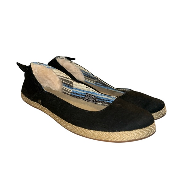 UGG Perrie Women’s  Size 6.5 Shearling Lined Black Espadrille Flats 1011186 - Picture 5 of 10